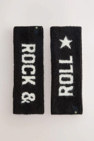 The Black & White Rock 'N' Roll Handwarmers displayed laying flat on a white background.