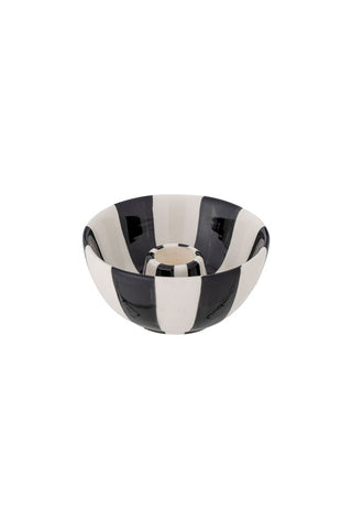 Cutout image of the Black & White Stripe Bowl Candlestick Holder