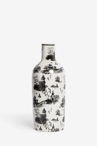 Image of the Black & White Willow Toile Bottle Vase on a white background