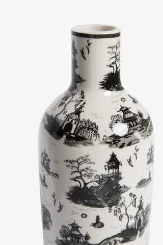 Close-up cutout image of the Black & White Willow Toile Bottle Vase