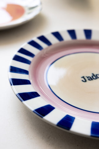 Close-up image of the Blue & Pink J’adore Ceramic Serving Plate