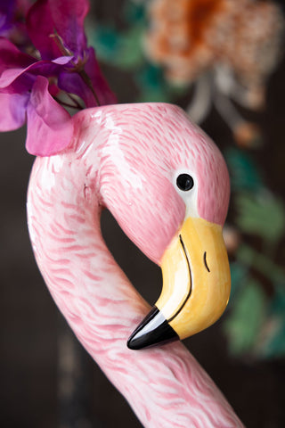 Close-up image of the Blush Pink Flamingo Bud Vase