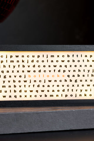 Close-up image of the Bollocks Light Box