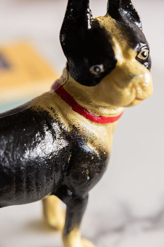 Close-up image of the Boston Terrier Cast Iron Door Stop