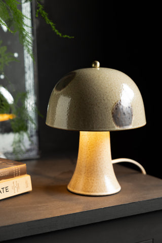 Lifestyle image of the Brown Spot Mushroom Table Lamp