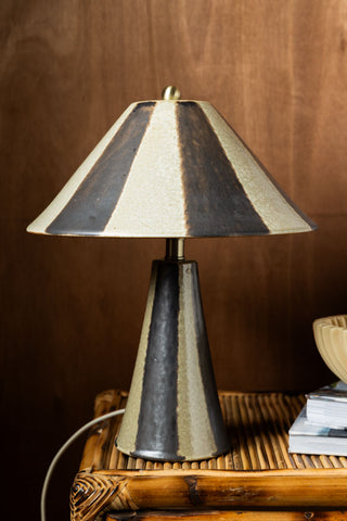 Lifestyle image of the Brown Stripe Carnival Table Lamp