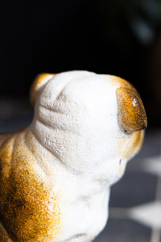 The back of the head of the Bulldog Terrier Cast Iron Doorstop.