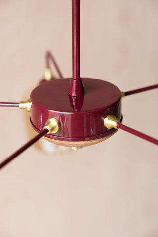 Image of the top of the Burgundy Metal & Ribbed Glass Ceiling Light