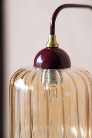 Image of the colour of the Burgundy Metal & Ribbed Glass Wall Light