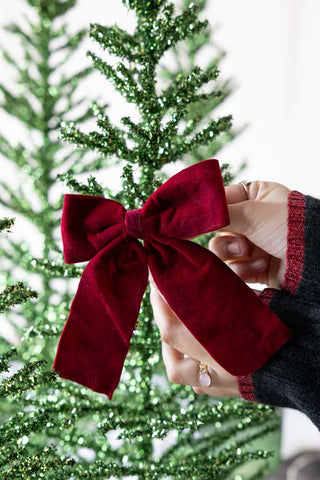 Image of the Burgundy Velvet Clip-On Christmas Bow