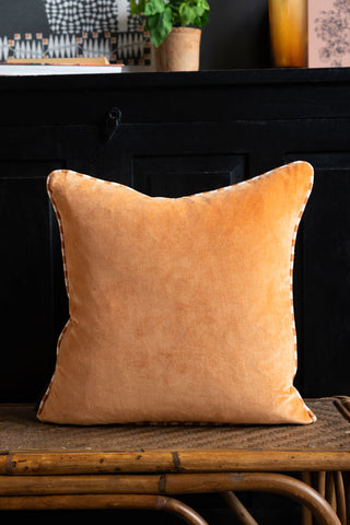 Image of the back of the Terracotta & Peach Diagonal Stripe Velvet Cushion
