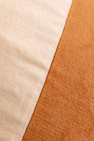 Detail image of the Terracotta & Peach Diagonal Stripe Velvet Cushion
