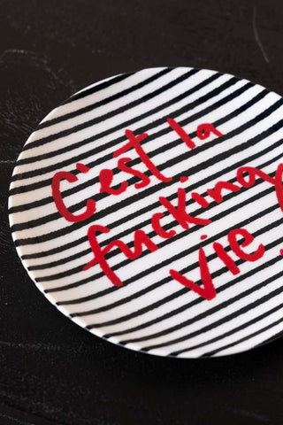 Close-up image of the C'est La Fucking Vie Decorative Wall Plate