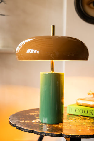Image of the Caramel & Green Domed Table Lamp on