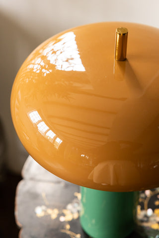 Detail image of the Caramel & Green Domed Table Lamp