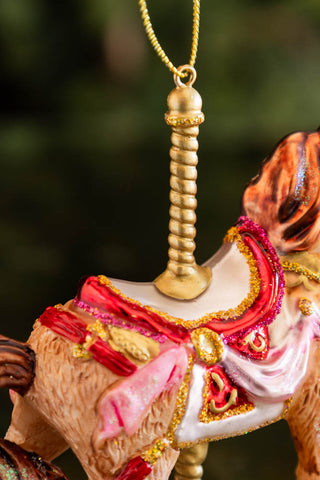 Detail image of the Carousel Glass Christmas Tree Decoration