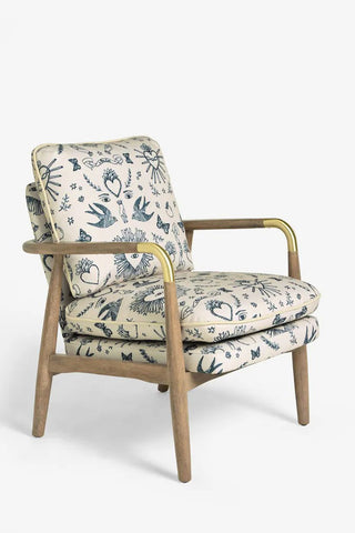 Image of the Celeste Hearts and Flowers Natural Accent Chair on a white background