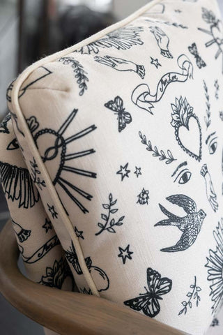 Close-up image of the Celeste Hearts and Flowers Natural Accent Chair