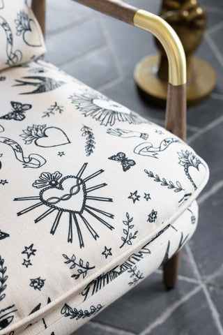 Detail image of the Celeste Hearts and Flowers Natural Accent Chair