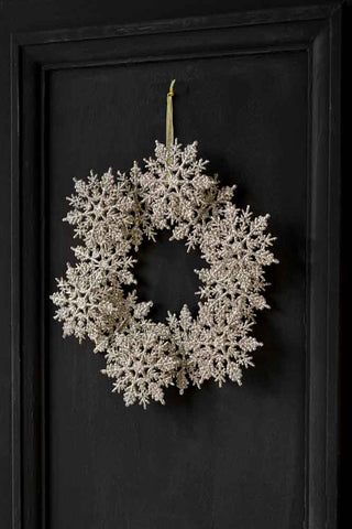 Image of the Champagne Glitter Snowflake Wreath Decoration