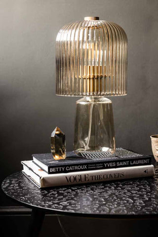 Lifestyle image of the Champagne Seventies Glass Table Lamp