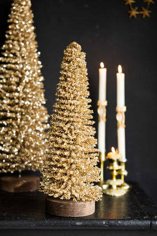 Detail image of the Champagne Tinsel Christmas Tree - 42cm