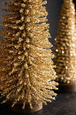 Close-up image of the Champagne Tinsel Christmas Tree - 60cm