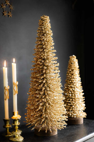 Lifestyle image of the Champagne Tinsel Christmas Tree - 60cm
