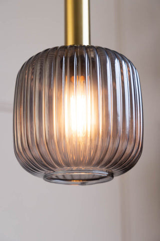 Image of the Charcoal Ribbed Glass & Gold Ceiling Light on