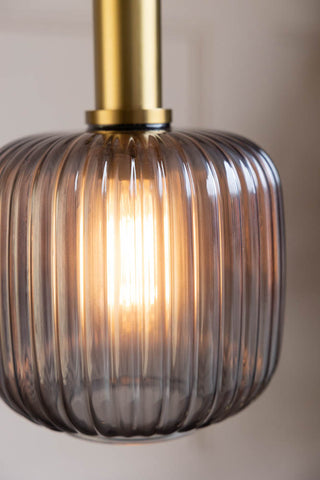 Image of the colour of the Charcoal Ribbed Glass & Gold Ceiling Light