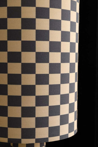 Detail and close-up image of the Charcoal & Natural Checkerboard floor lampshade