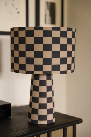 Image of the Charcoal & Natural Checkerboard Table Lamp