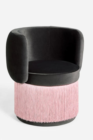 Image of the Charcoal & Pink Tassel Accent Chair on a white background