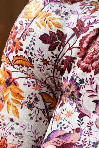 The padded backrest detailing on the Charleston Garden Floral Velvet Swivel Chair. 