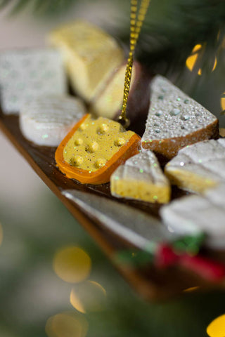 Detail of the The Cheese Board Christmas Decoration. 