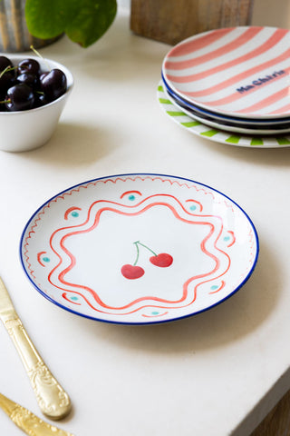 Image of the Cherry Print Ceramic Serving Plate