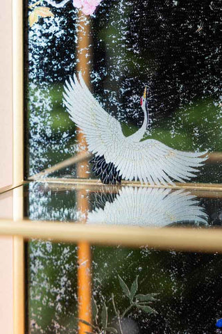 Close-up image of the Chinoiserie Mirror Shelving Unit