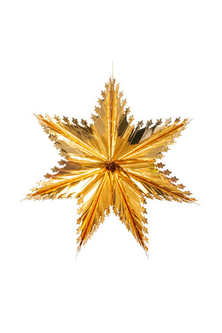 Image of the Christmas Star Hanging Decoration in Metallic Gold on a white background