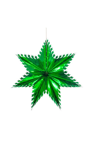 Image of the Christmas Star Hanging Decoration in Metallic Green on a white background