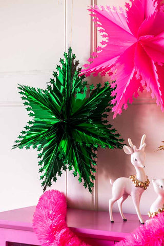 Image of the Christmas Star Hanging Decoration in Metallic Green