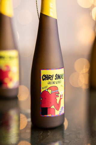 Close-up image of the Christmas Wine Bottle Glass Christmas Tree Decoration