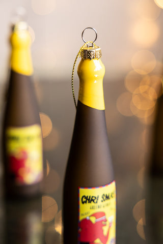 Detail image of the Christmas Wine Bottle Glass Christmas Tree Decoration