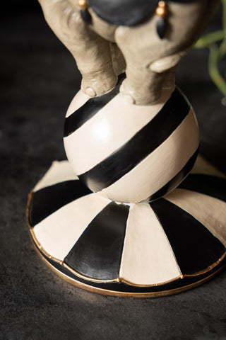 Close-up of the base of the Circus Animal Acrobat Candelabra.