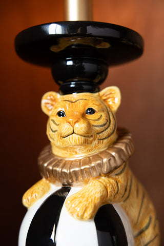 Close-up of the face of the Circus Tiger Candlestick Holder.