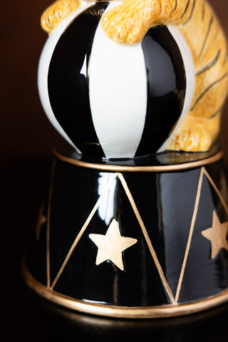 Close-up of the base of the Circus Tiger Candlestick Holder.