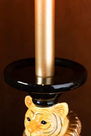 Close-up of the top of the Circus Tiger Candlestick Holder.