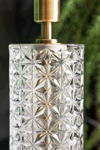 Base detail of the Clear Cut Glass Decanter Table Lamp