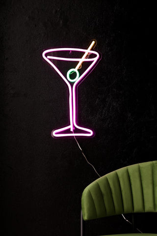 Lifestyle image of the Cocktail Glass Neon Wall Light