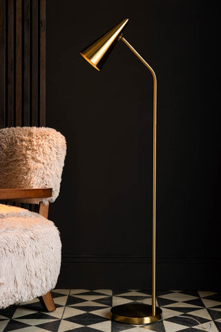 Lifestyle image of the Contemporary Brass Floor Lamp