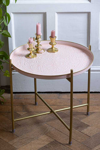 Image of the Coral Pink Tray Side Table